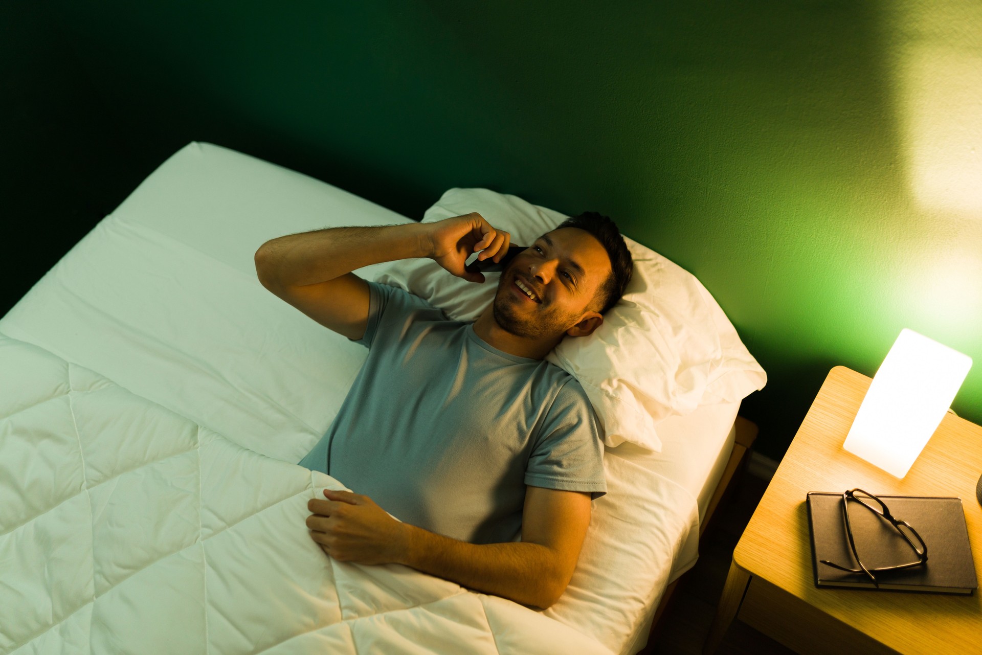 Making a call while resting in bed